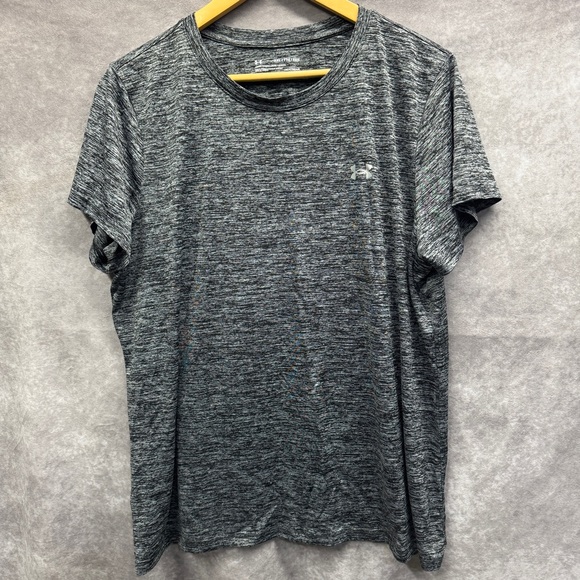 Under Armour Loose Fit Stretch Heatgear Shirt Black Heathered XXL - Picture 1 of 4